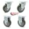 Service Caster 4 Inch Gray Polyurethane Wheel Swivel Top Plate Caster Set with 2 Rigid SCC SCC-20S414-PPUB-TP2-2-R-2 - alternate 5